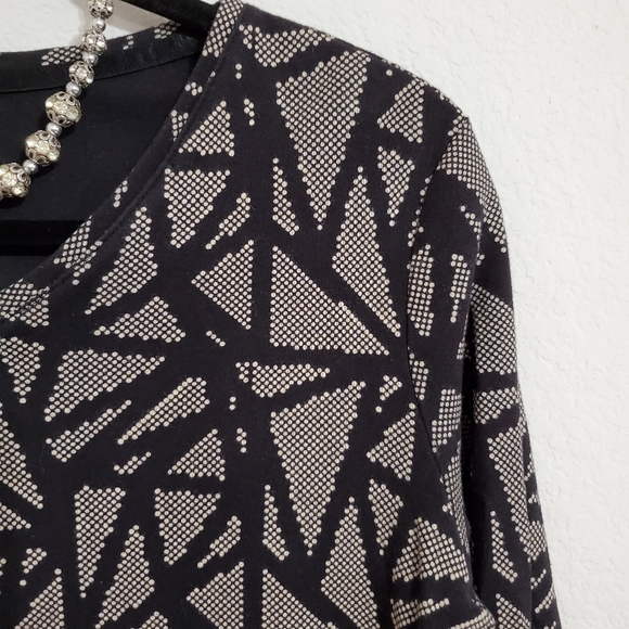 WESTBOUND long sleeve graphic geometric mosaic print top Large - Picture 2 of 5